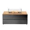 Cosipure 120 Rectangular Fire Pit Black And Teak With Glass -Weber 18 540 BK TK With Glass 26549.1643731531